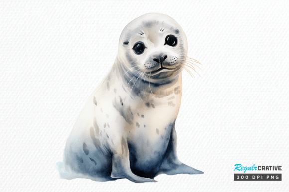 Download Watercolor Baby Seal Clipart Png Design - Premium Resources