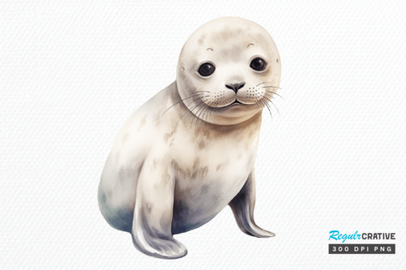 Download Watercolor Baby Seal Clipart Png Design - Premium Bundle