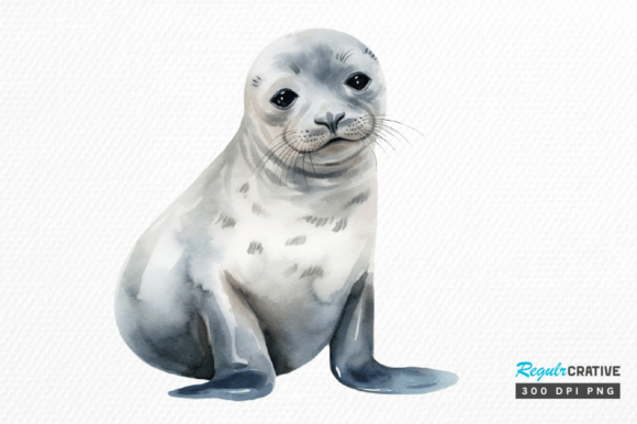 Download Watercolor Baby Seal Clipart Png Design - Premium Resources